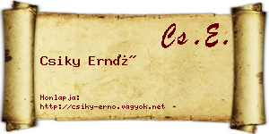 Csiky Ernő névjegykártya